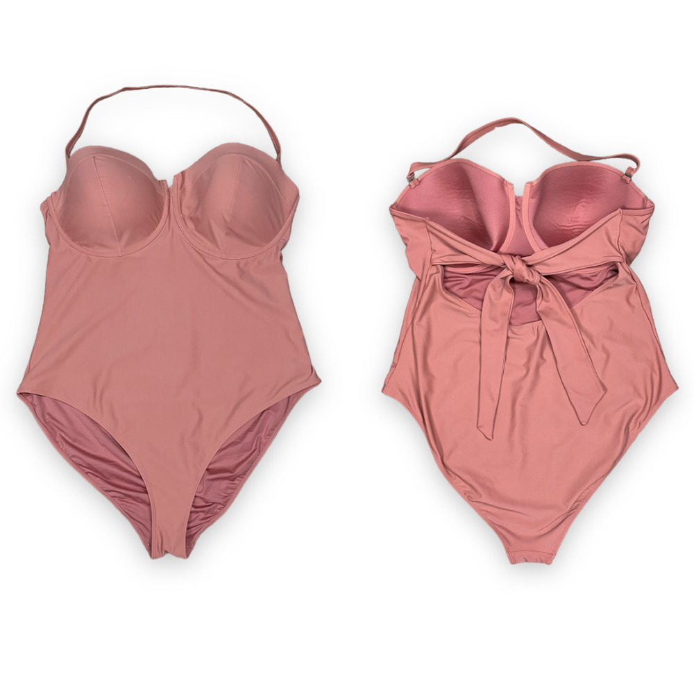 Forever 21 | Plus Size Pink Mauve Halter Tie Back One Piece Swimsuit